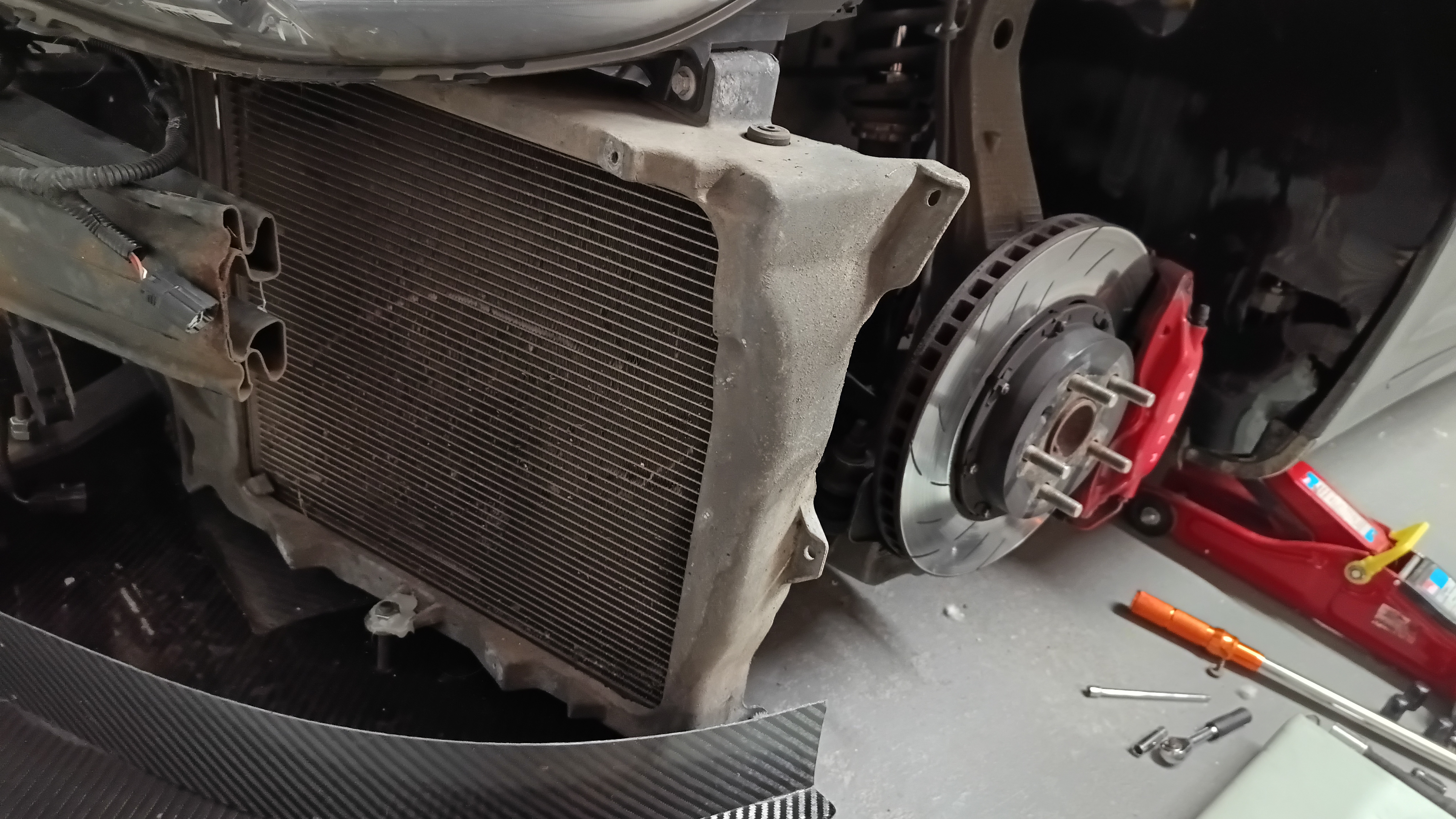 EBC Floating Discs Red Calipers and Front Radiator Assembly